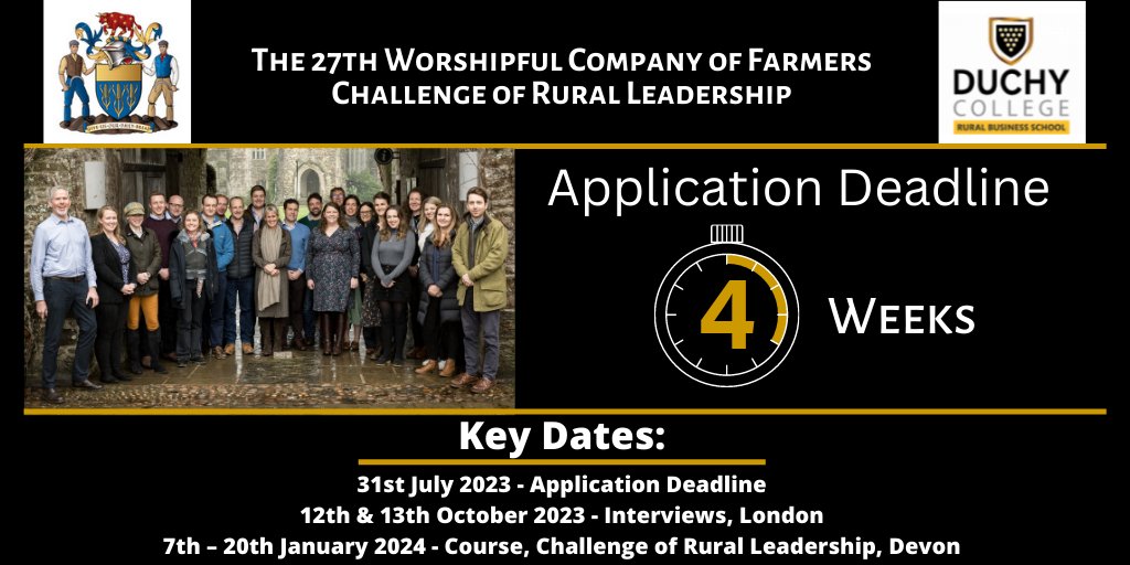 📆 The final month is here! Don't miss your chance to apply for the @FarmersCompany 27th Challenge of Rural Leadership . 🌾 Unlock your full potential and thrive amidst challenging conditions. Apply now and embark on a transformative journey! ruralbusinessschool.org.uk/crl/ #CRL2024