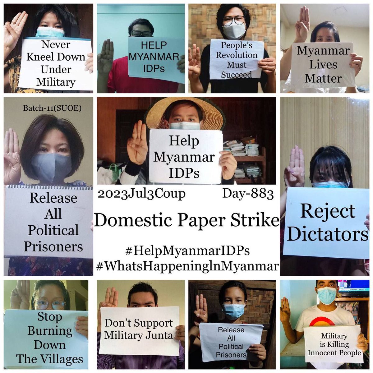 MaybomeM's tweet photo. Daily anti-coup revolutionary domestic strike by pro-democracy CDMer teachers from Sagaing University of Education as 883rd day.  #2023Jul3Coup #WhatsHappeningInMyanmar https://t.co/7yMalKhk5S