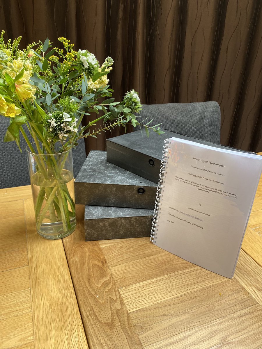 Finally it’s in my hands. Submitted. This work is for all of my participants. You’ve taught me so much about the value of police education and professional development. A longitudinal study. Thank you to my supervisor <a href="/JennyFleming9/">Jenny Fleming</a> for everything.