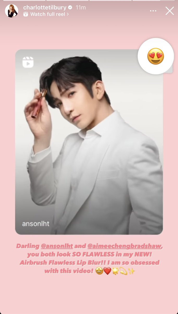 Thank you <a href="/CTilburyMakeup/">Charlotte Tilbury Beauty</a> for having Anson Lo! kissable lips with Airbrush Flawless Lip Blur 

instagram.com/reel/CuO4TRygD…

#CHARLOTTETILBURYHK
#CHARLOTTETILBURY
#AIRBRUSHLIPBLUR
#CTxAnsonLo
#AnsonLo
#盧瀚霆
#アンソン・ロー 
#앤손로 #로한정 #미러