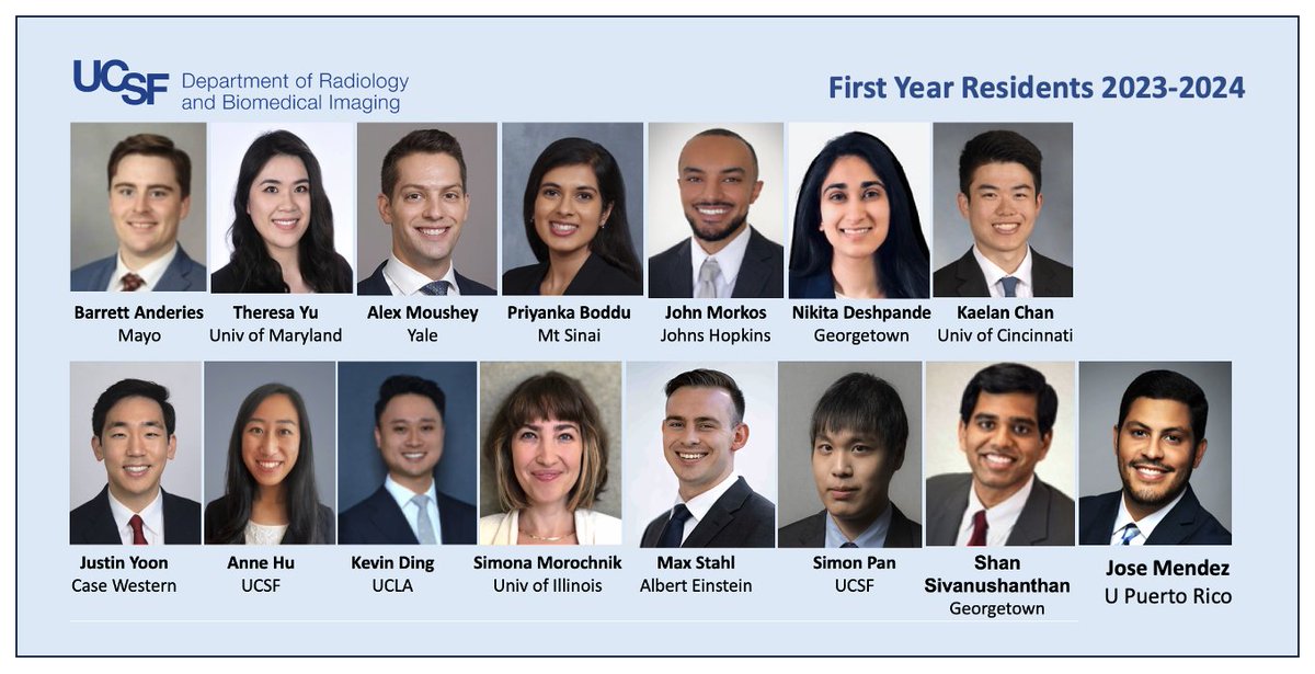 We would like to extend a warm welcome to the new class of residents & fellows joining us today! We are so excited to have you here at @UCSFImaging.