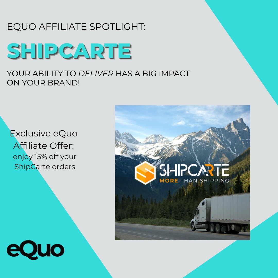 eQuoShift's tweet photo. Equo Affiliate Spotlight- Introducing ShipCarte

Learn more about Shipcarte and our Affiliate program at https://t.co/0XxZDb0S6G and accelerate your small business success!
*Terms and conditions apply.
#eQuoAffiliate https://t.co/TaOxLDNeXw