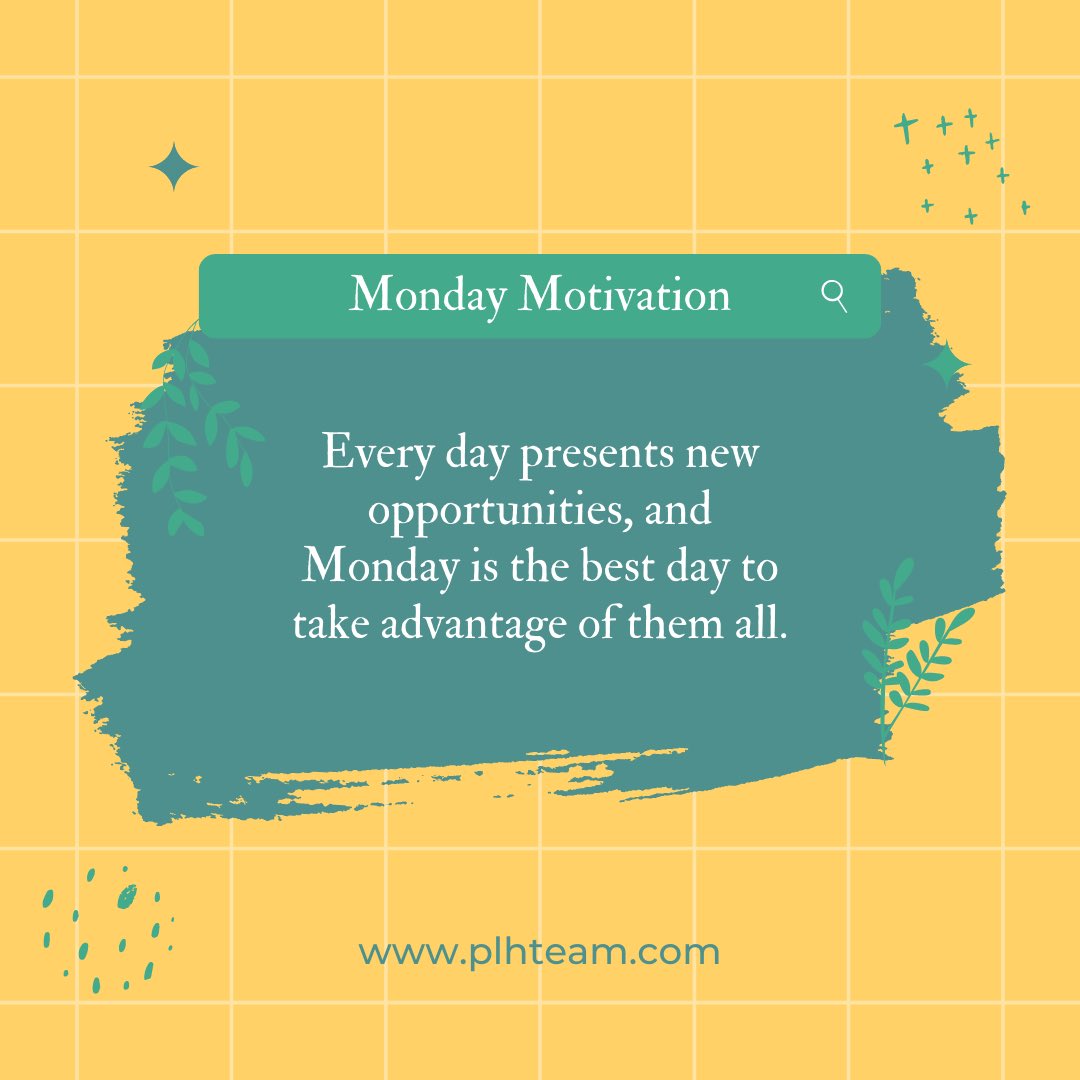 PLHTeam's tweet image. Monday Motivation 🙌🏼

Beginnings matter. How we start each day and each week matter. 

Make choices today, and every day, that allow you to take full advantage of the opportunities that present themselves.