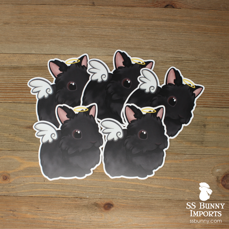 SSBunnyImports's tweet photo. Some cute custom lionhead angel stickers that we've since added as a regular offering in our shop. We haven't posted in a long time since we've been pretty busy with our local bunny boarding business, but we are still packing and shipping orders! #ssbunnyimports https://t.co/6qE1mpvYSr