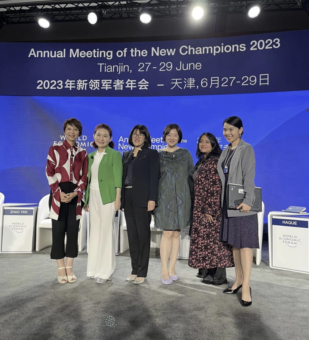 doctHERs's tweet photo. 📸 Here’s a click from Tianjin, China, of our Cofounder who joined these incredible women leaders on a panel for Enterprising Women in Asia at @wef’s Annual Meeting of The New Champions 2023. @schwabfound 💙
#doctHERs #SchwabFoundation #AMNC23 #WEF #SocEnt https://t.co/d10LLeyYFR