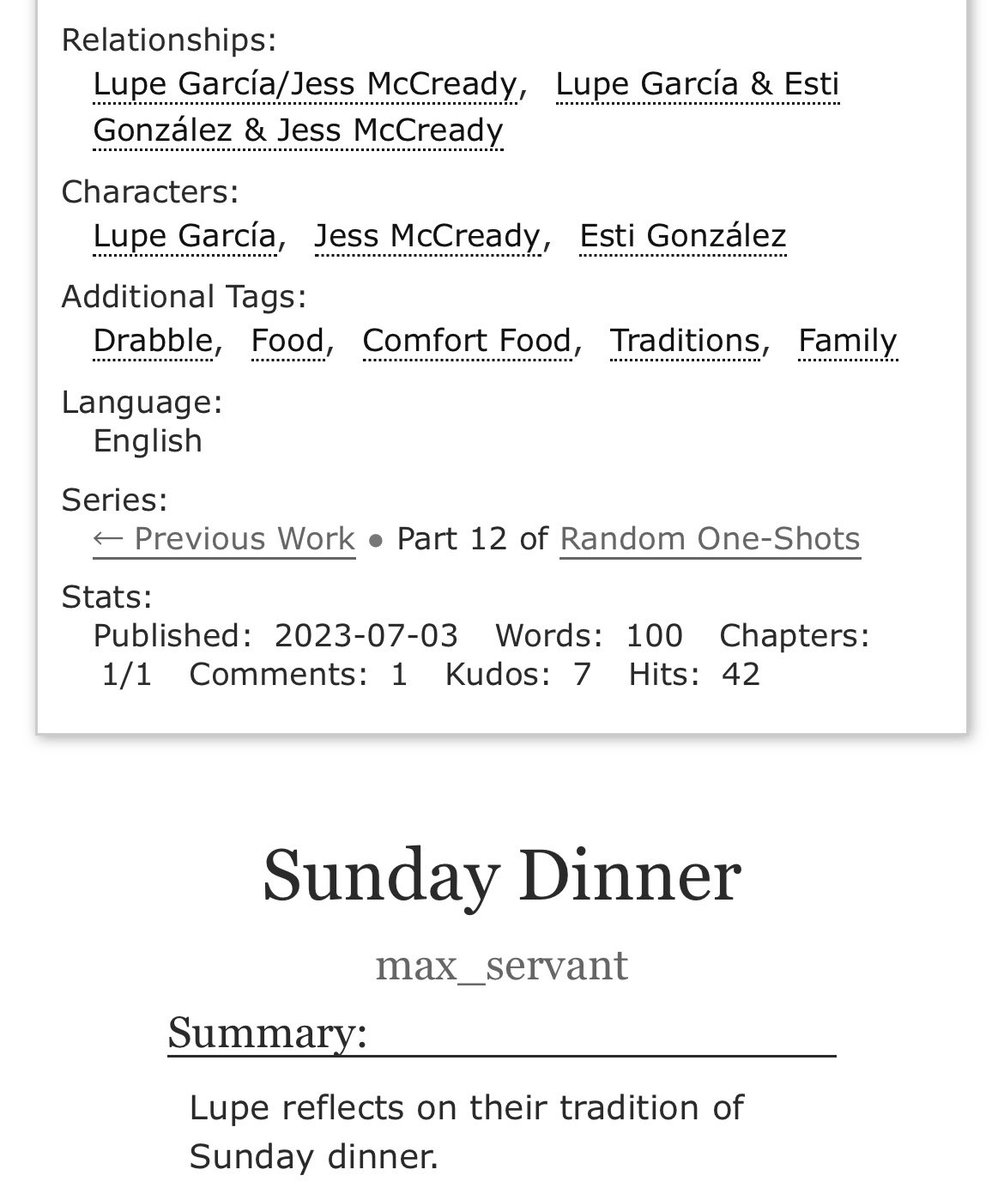 maxs_servant's tweet photo. Day 9 of 10-day drabble challenge from @LSgrimm91. "Sunday Dinner" is now on #ao3. Please leave comments/kudos/feedback.
https://t.co/2uocsDdOGC
#ALeagueOfTheirOwn #ALOTO #MoreThanFour #RobTheBank #Hermanos #Drabble #JessLupe #fic #fanfiction #ConsiderALOTO https://t.co/rhRPRhBrtl
