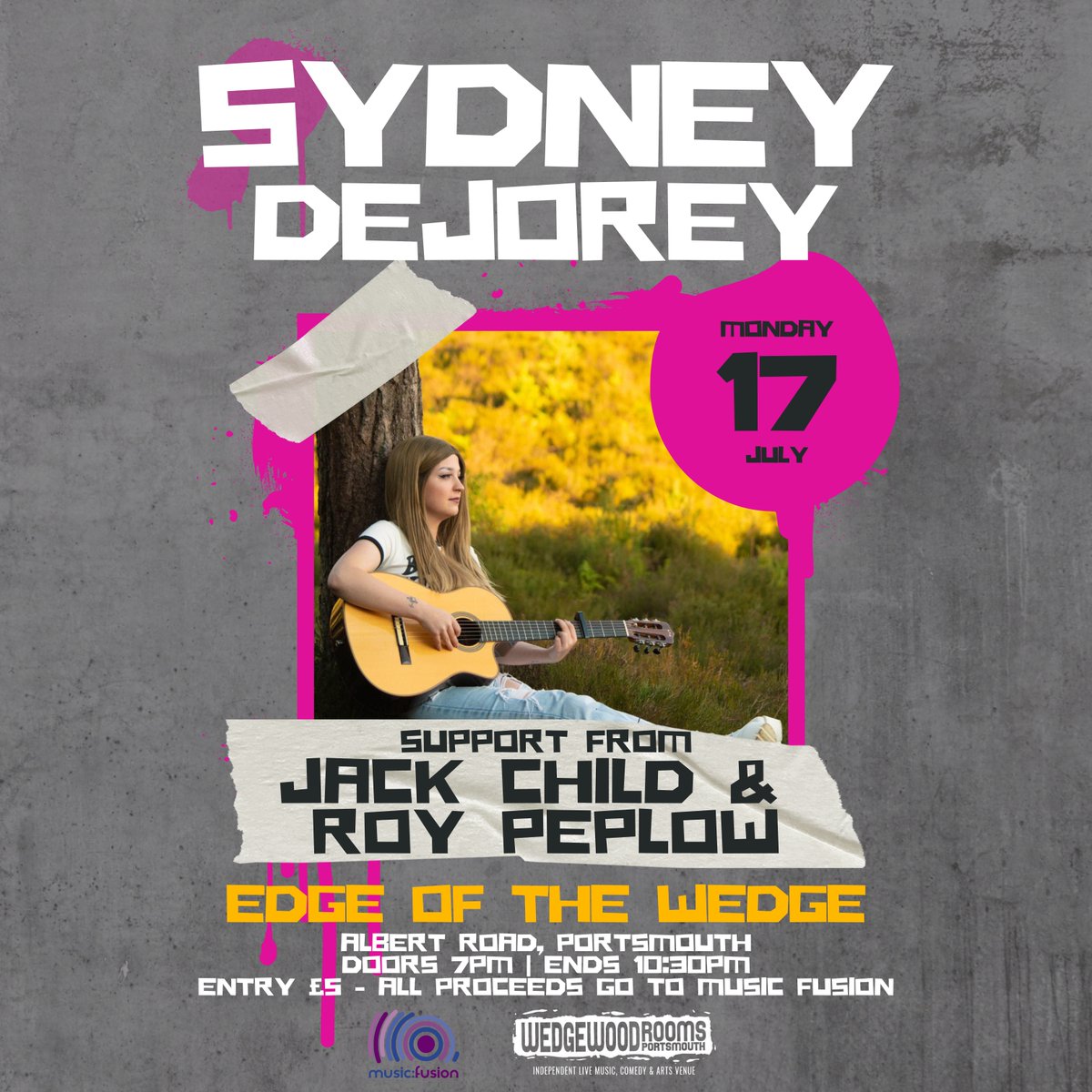 Wedgewood Rooms (@wedgewoodrooms) on Twitter photo .<a href="/sydneydejorey/">Sydney Dejorey</a> headlines the Edge in 2 weeks time, with all proceeds going towards <a href="/musicfusionuk/">Music Fusion</a>! Sydney is no stranger to playing big shows and featuring on top radio stations, including BBC Introducing🤩
Support: Jack Child + <a href="/RoyPeplow/">Roy Peplow</a>
👉 wedgewood-rooms.co.uk 👈 .<a href="/sydneydejorey/">Sydney Dejorey</a> headlines the Edge in 2 weeks time, with all proceeds going towards <a href="/musicfusionuk/">Music Fusion</a>! Sydney is no stranger to playing big shows and featuring on top radio stations, including BBC Introducing🤩
Support: Jack Child + <a href="/RoyPeplow/">Roy Peplow</a>
👉 wedgewood-rooms.co.uk 👈