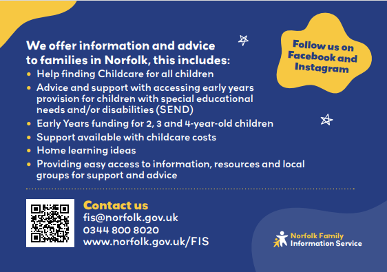 Family Information Service

Who are we? How can we help?

Email: fis@norfolk.gov.uk  
Call: 0344 8008020