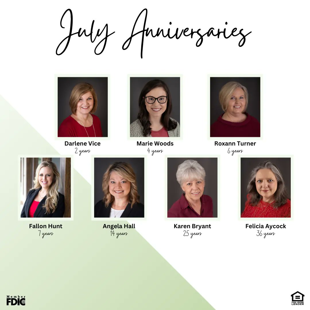 FirstNationalBk's tweet photo. First National Bank would like to wish these individuals a Happy Anniversary this month! Please help us celebrate these valuable members of our team! 👏
⁠.
.
.
#fnbteam #communitybanking #hometownbank https://t.co/dLnCxmv4Kj