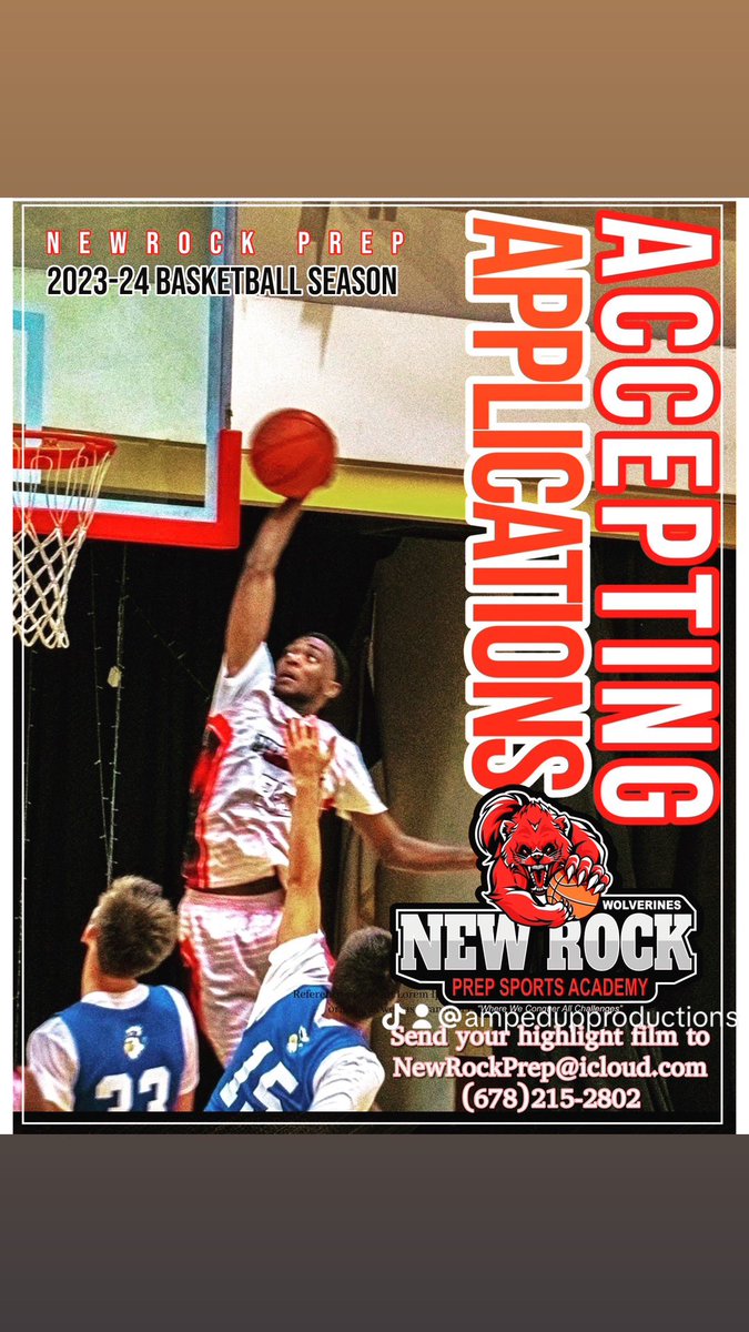 National Champions NewRock Prep Wolverines have 4 spots Available for 2023-24 basketball season. We are looking for (17-20 yrs old)Defenders, Shooters, True PG, Athletic Wings, Rebounders, and Bigs (6’6” or taller). DM or Email Coach Ivory your highlight film.