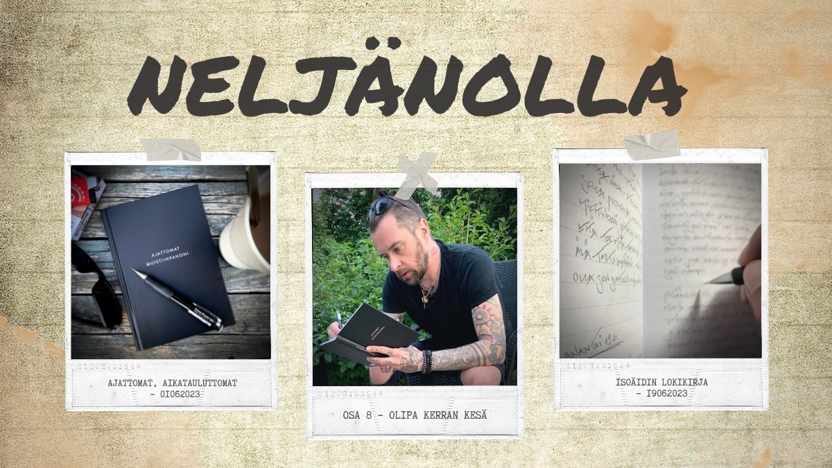 MarkoOstman's tweet photo. NELJÄNOLLA – OSA 8: OLIPA KERRAN KESÄ

Päiväkirjat ovat henkilökohtaisia kohtaamisia itsensä kanssa. Sitä ne ovat nytkin, mutta voin yhtä hyvin julkaista kesäpäivien kulun myös nettisivuillani. Nyt kun takana on tasan 40 kesää.

Lue lisää 👉 https://t.co/foEUWSnFJe

#Neljänolla https://t.co/RCnI1BRjC0