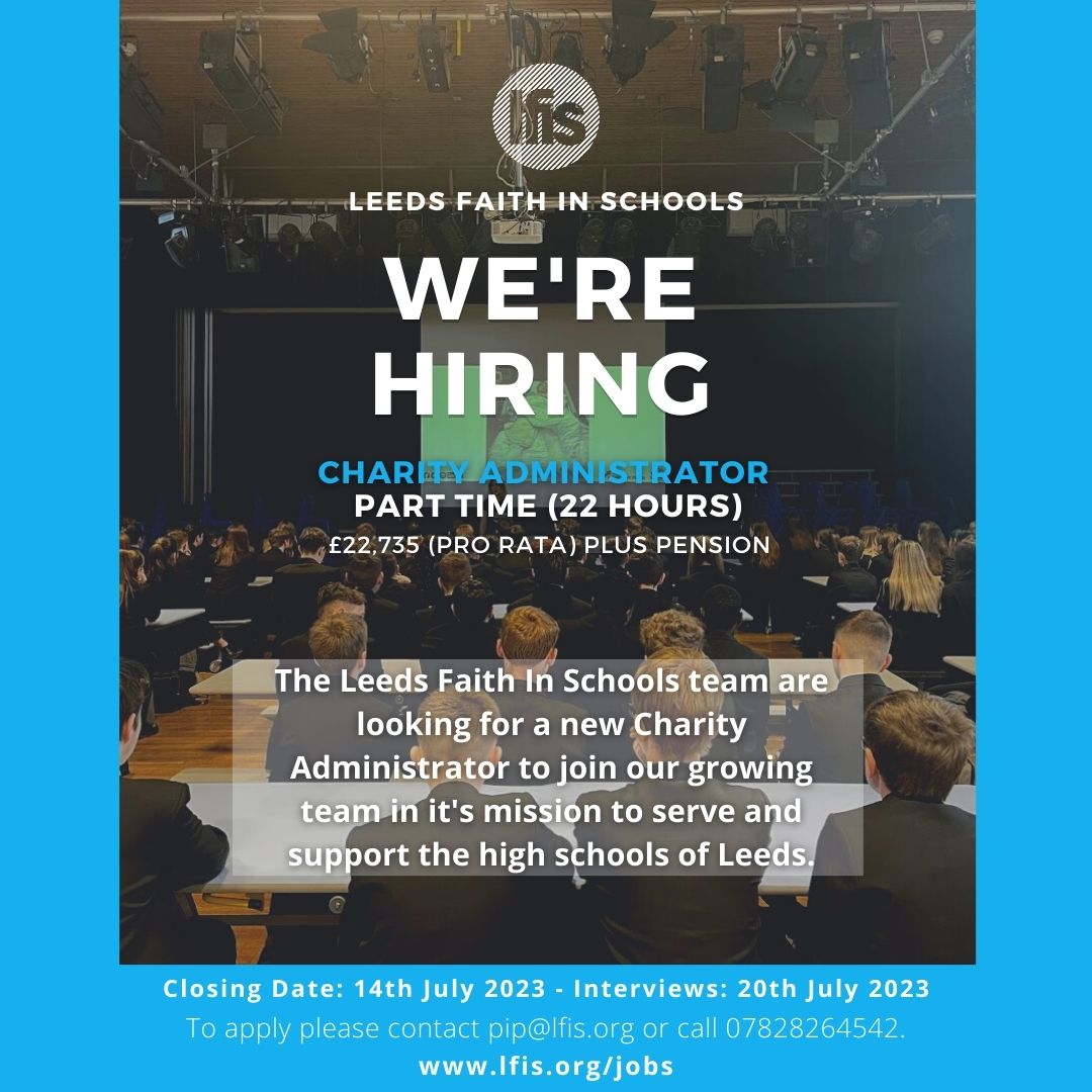 Leeds Faith In Schools (@teamlfis) on Twitter photo Don't forget we have this job opportunity for an administrator, and it's open for two more weeks!
So if you (or someone you know) are interested you can find out more at lfis.org/jobs and email pip@lfis.org. Don't forget we have this job opportunity for an administrator, and it's open for two more weeks!
So if you (or someone you know) are interested you can find out more at lfis.org/jobs and email pip@lfis.org.