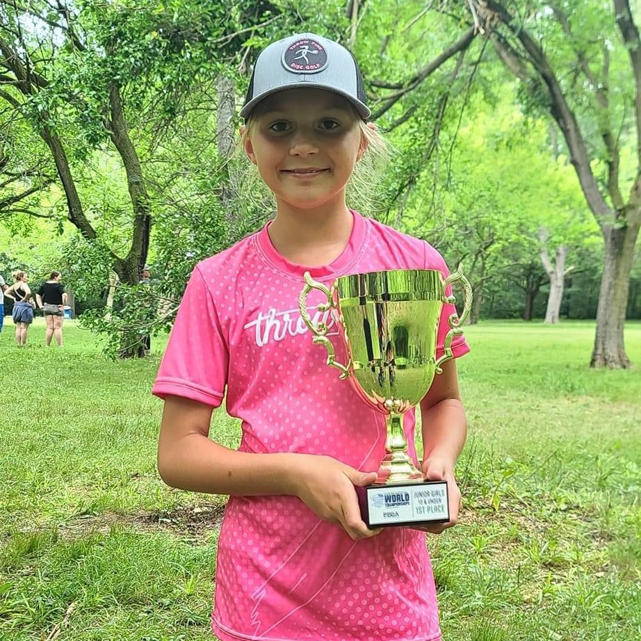 ThrowPink's tweet photo. Congratulations to your 2023 FJ10 @PDGA Junior World Disc Golf Chamipon, Genevieve Davis! π #TeamThrowPink
#throwpink #discgolf https://t.co/6yv4T63Mcv