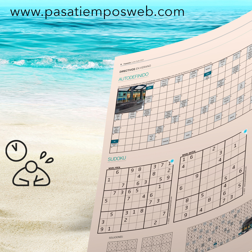 pasatiemposweb's tweet photo. A partir de hoy y durante los meses de julio y agosto, cada día publicaremos junto en el sudoku de siempre un autodefinido diario en Expansión, para amenizar estos días veraniegos.

#pasatiempos #pasatiemposweb #autodefinido #llegoelverano #pasatiemposdeverano https://t.co/qkcf9Cit31