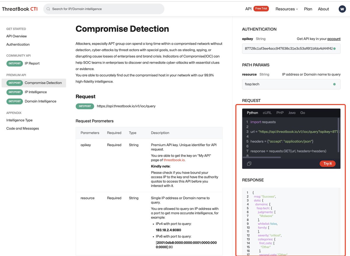 We are excited to announce that we have launched a Free 30-day trial for our Premium API service! 
We would like to invite all ThreatBook CTI users to explore our comprehensive threat intelligence.

Quick apply：
threatbook.io/contactus?sour…

#ThreatIntelligence #SOC #CTI