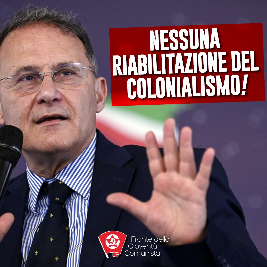 fgc_nazionale's tweet photo. L'imperialismo dal volto umano non esiste e mai esisterà. Vale per il secolo scorso e per il piano italiano per l'Africa del governo Meloni. Tanta vergogna per #Ciriello che celebra la bontà del #colonialismo italiano negando massacri e orrori tra gli applausi di @Giov_Nazionale https://t.co/47G6NcGvlQ
