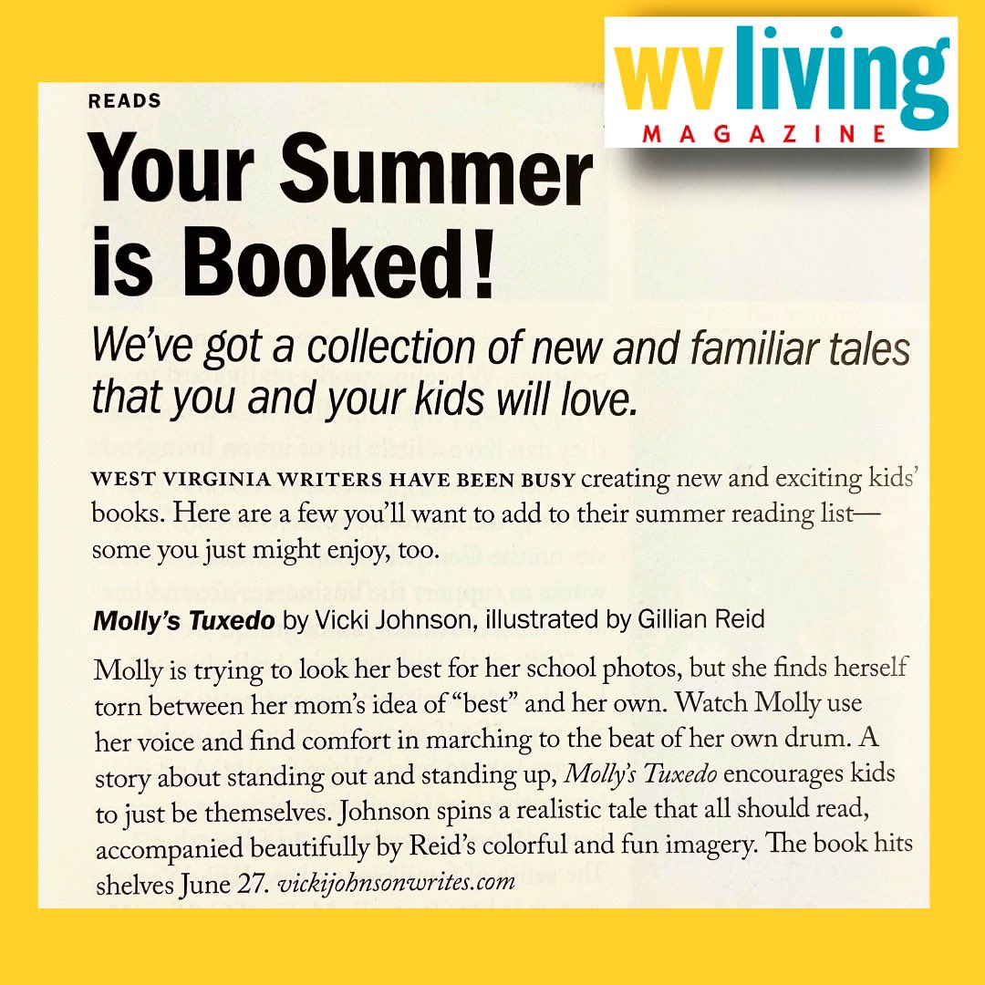 Thank you @WVLiving magazine and #DevinLacy for this really nice review of my debut picture book #MollysTuxedo! In stores now. 

@littlebeebooks @glaad @gillianimation #beeareader🐝 #wildandwonderful