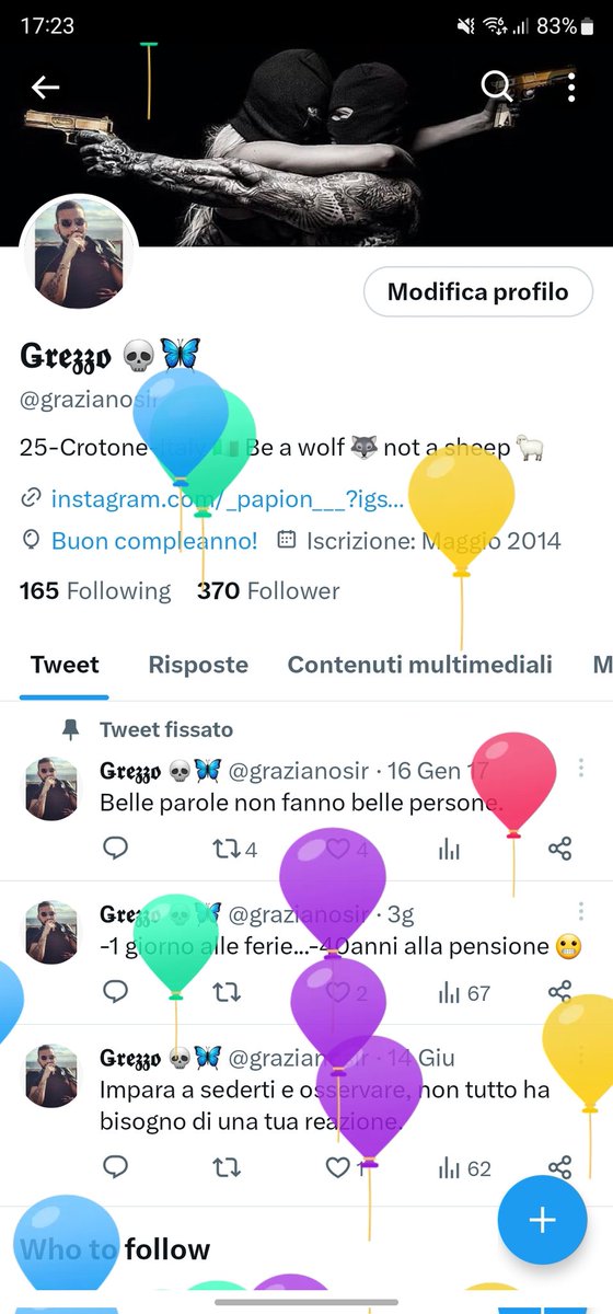 Grazie tw per i palloncini ogni anno 🥳♥️