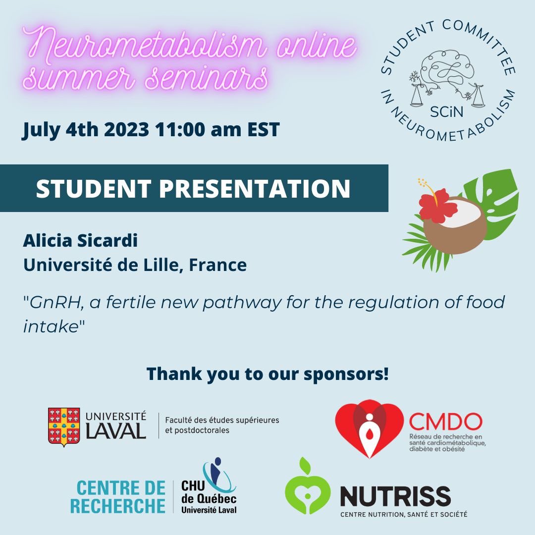 🚨🔥Don’t forget to join us tomorrow 1100EST for the 🧠 Neurometabolism Summer Seminar series featuring guest speaker @NeuroEndo_Ex from <a href="/ExeterMed/">Exeter Med School</a> and PhD candidate Alicia Sicardi from <a href="/univ_lille/">Université de Lille</a> 
➡️Register now for meeting details lnkd.in/e9xt3eDX or dm for the link!