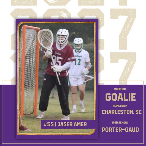 Sewanee Lacrosse (@sewaneetigerlax) on Twitter photo Excited to welcome our next class of 2027 member Jaser Amer! The goalie from <a href="/portergaud/">Porter-Gaud School</a> also played for <a href="/CharlestonElit1/">Charleston Elite Lacrosse</a>! Welcome, Jaser!! #YSR Excited to welcome our next class of 2027 member Jaser Amer! The goalie from <a href="/portergaud/">Porter-Gaud School</a> also played for <a href="/CharlestonElit1/">Charleston Elite Lacrosse</a>! Welcome, Jaser!! #YSR