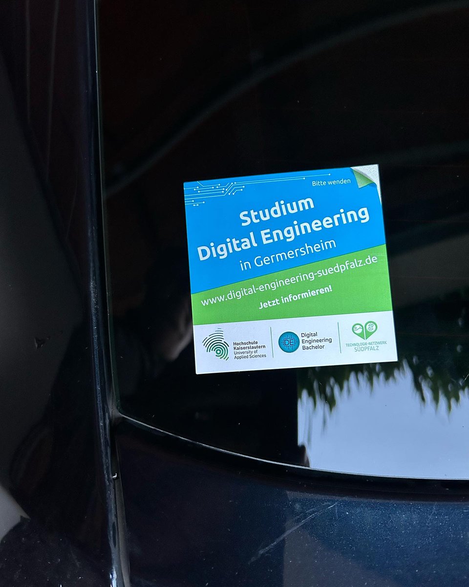 Der Aufkleber wird in der nächsten Zeit häufiger zu sehen sein. Wir informieren bei zahlreichen Gelegenheiten über den ersten technischen Studiengang in der Südpfalz.  Bei Fragen, gerne direkt PN! #digitalengineering #studium #hochschule #germersheim #technologienetzwerksüdpfalz