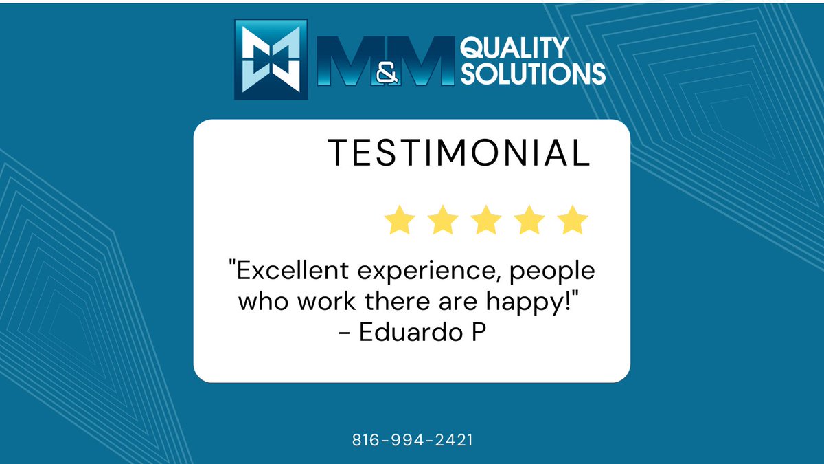 MMQualSolutions's tweet image. At M&amp;amp;M, we&apos;re proud of the work we do for business owners like you! We go above and beyond to solve problems and deliver results. 

Partnering with M&amp;amp;M is the smart move for your business. Contact us today! bit.ly/3FH2uhk

#OneStop3PL #MMQualitySolutions #5StarReview