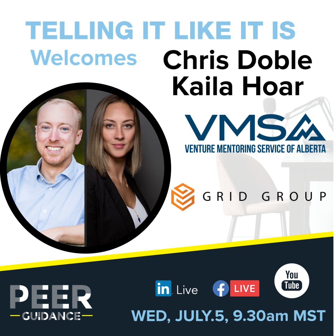 Peer_Guidance's tweet image. Chris Doble, VMSA &amp;amp; Kaila Hoar, The Grid Group #tellingitlikeitis guests Wed, July.5 at 9.30am MST. We are going to talk about the importance of #mentors 

Watch Live
Linkedin - linkedin.com/in/jadealberts/
Facebook - facebook.com/PeerGuidanceYYC 
YouTube - youtube.com/channel/UCbKhV…