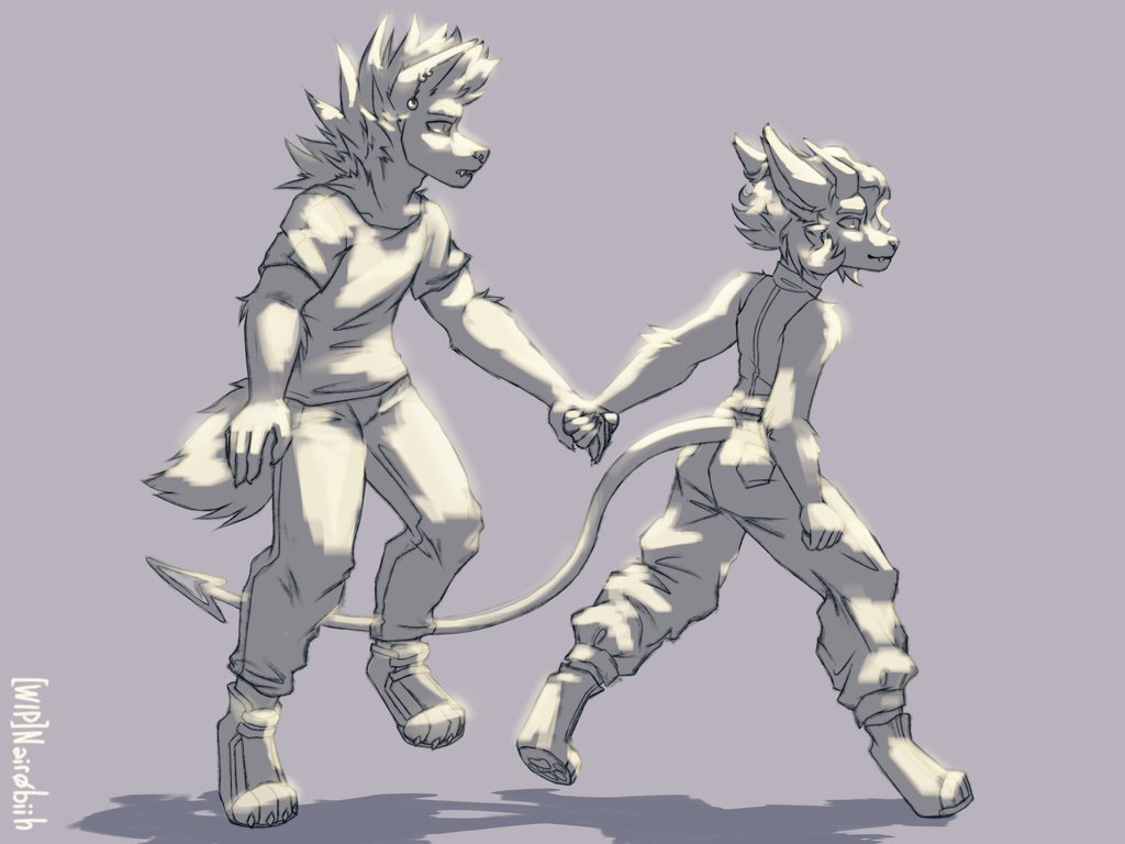 Hard lighting practice!
#furry #furryart