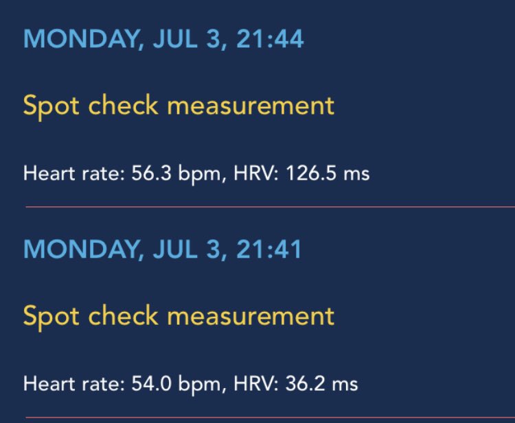 atm0013's tweet photo. @altini_marco Hi Marco,

Just downloaded and starting with it for fun. I did 2 test in 3 minutes and the hrv difference is huge (both with iPhone camera with “optimal” reading message). Could it be related to bad measure? Or is it Normal to have such a different value? Thanks a lot! https://t.co/NhLZt9e3ZL