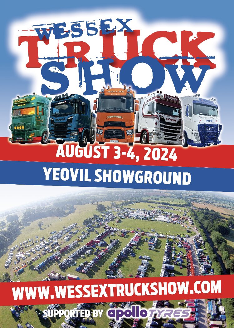 JoeCook90's tweet photo. Apollo Tyres UK are delighted to announce their support as headline partners for the return of the prestigious Wessex Truck Show at the Yeovil Showground on August 3-4 2024.
We look forward to the event and wish the organisers every success.
#wessextruckshow #apollotyres https://t.co/WPpu2nZvbQ