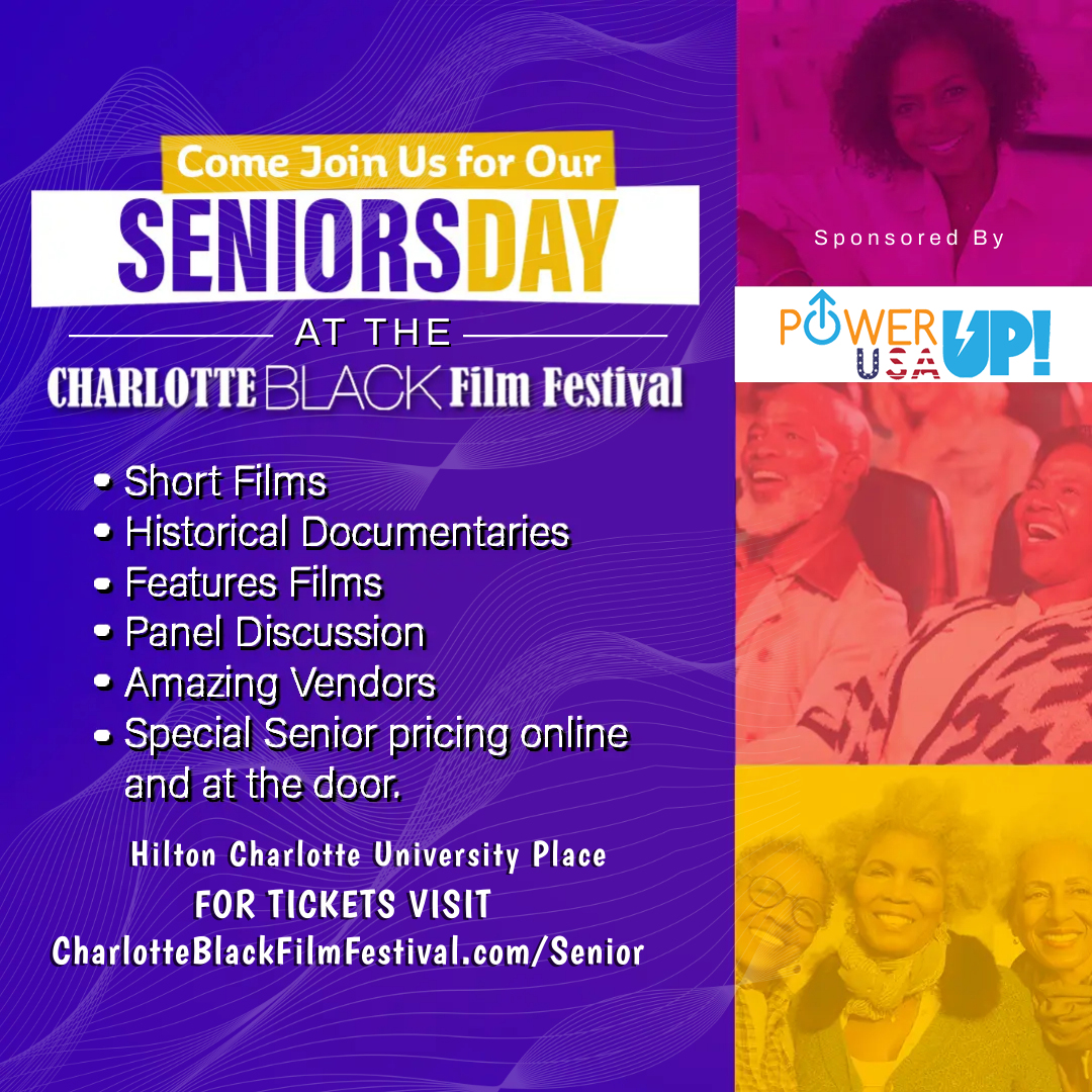 All Seniors 55 and up come and join us for Senior Day! Special pricing is online and at the door.
Pre-Order your tickets below!
charlotteblackfilmfestival.com/Seniors