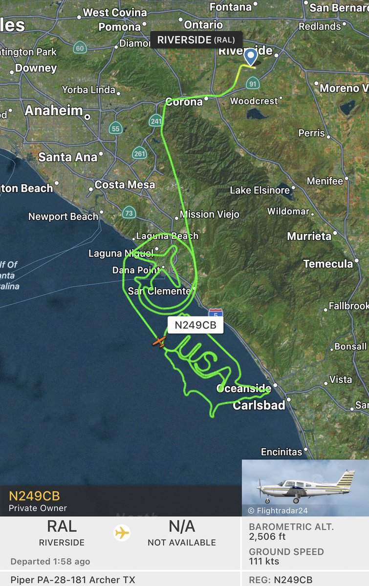 Now this is Fucken cool!!! Flight from Riverside right now. #Flightradar