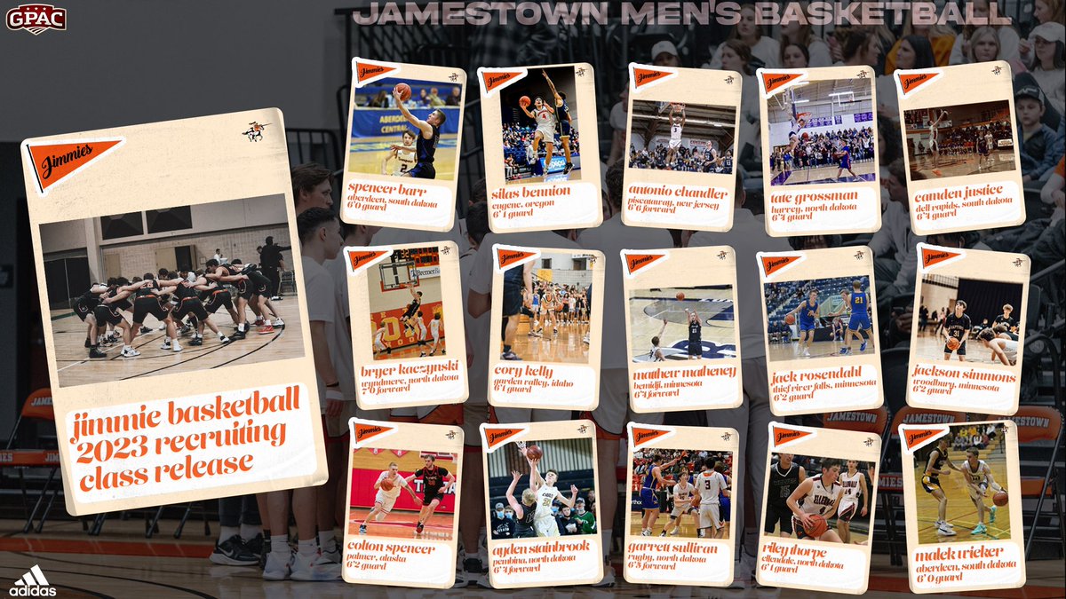 Jamestown_MBB's tweet photo. We are excited to announce our 2023 recruiting class! Read what Head Coach Danny Neville has to say about the incoming class. Stay tuned for individual spotlights and a complete release!

#JimmiePride | #LeadThePac https://t.co/dDxEn7gtgG