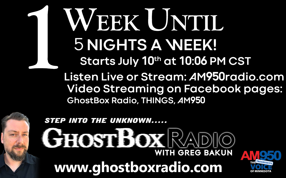 MNGhostBox's tweet image. To say I'm excited for my radio show on @AM950Radio  to be going 5 nights a week starting July 10th at 10pm CST is a massive understatement. I am so blessed to be given this opportunity. I hope some of you will tune in when you can or catch up as a podcast! I can't wait!