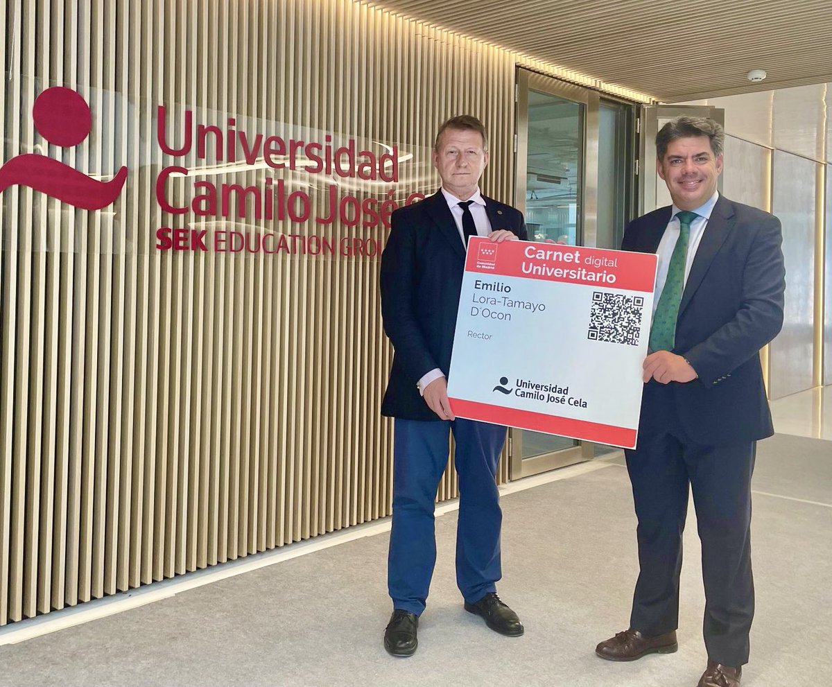 firoba's tweet photo. La #Universidad Camilo José Cela @universidadcjc ya puede disfrutar de las ventajas del #carnetuniversitariodigital de la @ComunidadMadrid
Si eres estudiantes, PDI o PAS te interesa esta info: https://t.co/QpSWTBFgEZ
#UnInMadrid
#MadridEsUniversidad https://t.co/Ng2LvaYicQ
