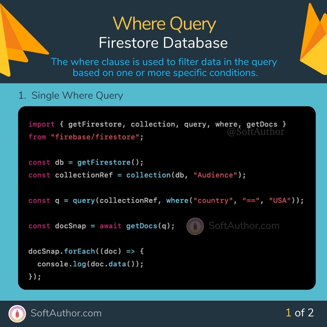 _SoftAuthor's tweet photo. Firebase 9 Firestore WHERE Query Explained (JavaScript SDK)

👉https://t.co/PsDptGqNfX

#javascript #webdev #firebase https://t.co/mpdxmJSr8c