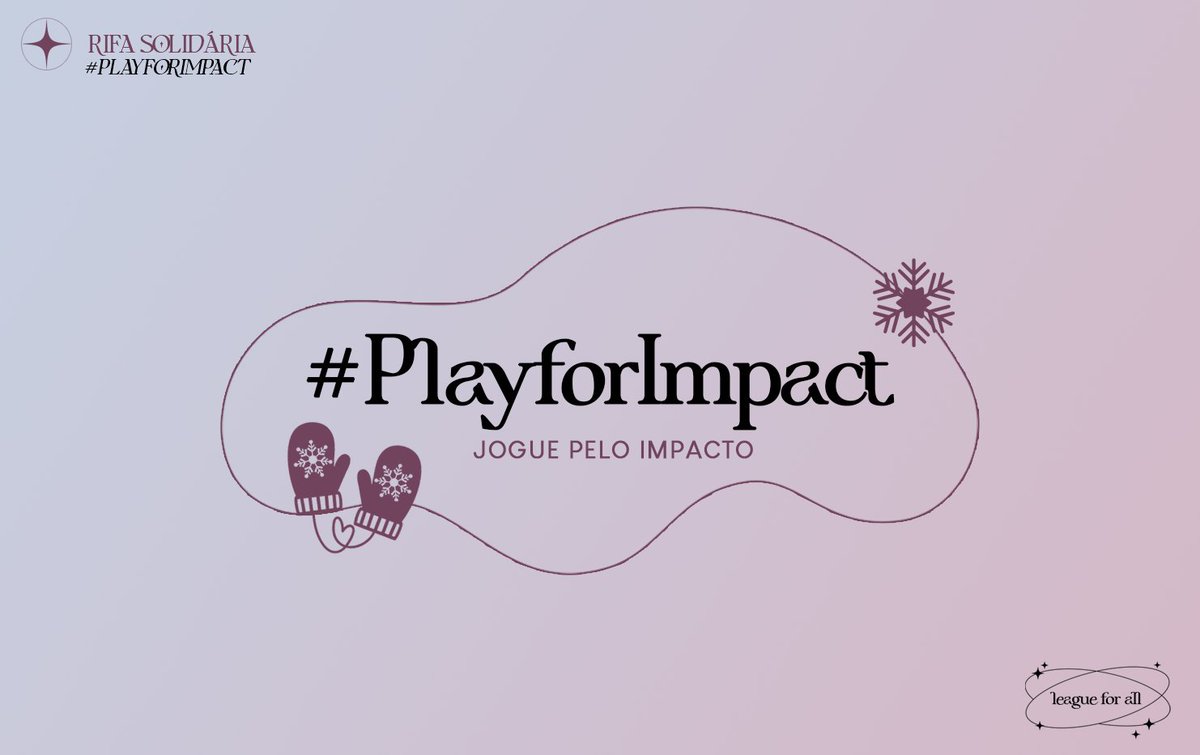 LeagueForAll_'s tweet photo. Um número, uma rifa. E uma rifa pode mudar vidas. Apresentamos o projeto #PlayforImpact - Jogue pelo impacto: uma rifa beneficente para realizar uma campanha de agasalhos na nossa comunidade.
Juntos, vamos transformar vidas e aquecer corações.
Vem ver a thread 👇🧶 https://t.co/RKX7Gneslx