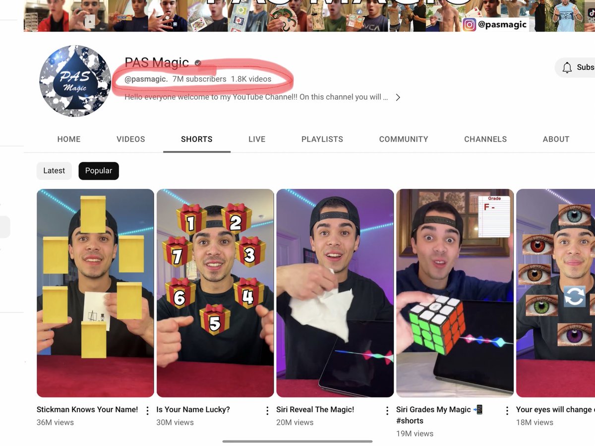 CoachPete4's tweet image. Proud of my son hitting 7 Million subscribers on YouTube!!!!  That’s unbelievable!!!! Hard work paying off!
#magic #cardtricks #views #youtube #shorts