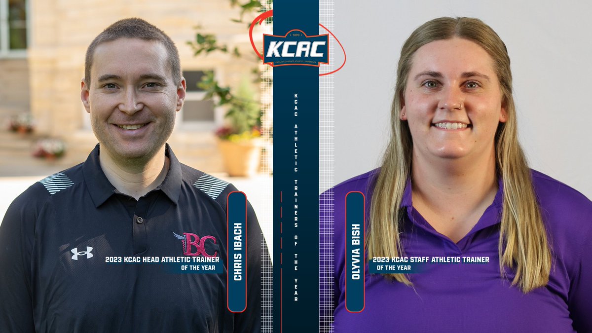 Chris Ibach of <a href="/ThreshersSports/">Bethel Threshers ⚙</a> and Olyvia Bish of <a href="/buildersports/">Southwestern College Moundbuilders</a> have been named the 2022-23 KCAC Head Athletic Trainer of the Year and Staff Athletic Trainer of the Year, respectively! These awards are voted on by their peers within the KCAC. bit.ly/3D2zkra

<a href="/NAIA/">NAIA</a>