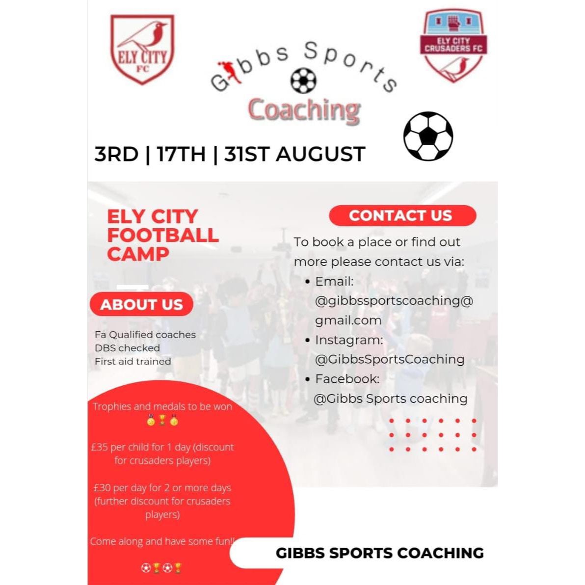 RyanGibbs27's tweet photo. Football Camp dates at Ely City Football Club, 
9am till 3pm 
Contact now to get booked on 
@trickyvicky72 @ElyCityFC @ElyCityCrusader https://t.co/6L4WtE4HAI