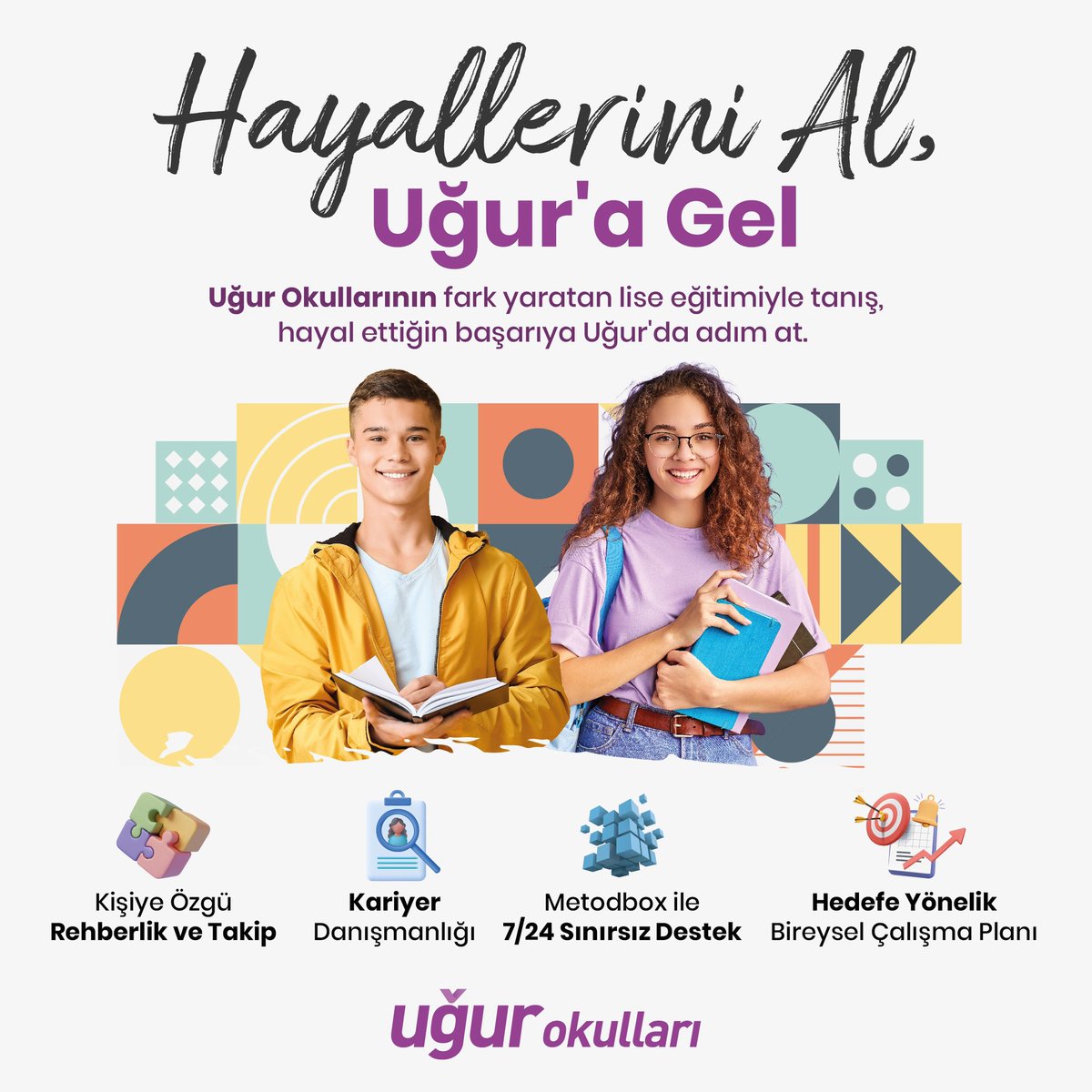 Uğur Okullarının fark yaratan lise eğitimiyle tanış, hayal ettiğin başarıya Uğur'da adım at.🏆

Uğur Okulları kişiye özgü kariyer danışmanlığı ile her öğrencinin akademik, sosyal ve kişisel gelişimine uygun şekilde hedeflerini belirlemesine destek oluyor. 💜

#UğurluOlmak
