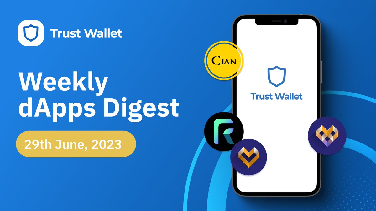 TrustWallet's tweet photo. Presenting our 1st edition of #dAppsDigest! 

4 featured #dApps paired with their insightful guides; written by them, for you 💙

Explore the thread below 🧵👇 https://t.co/NaQtpxQ2GR