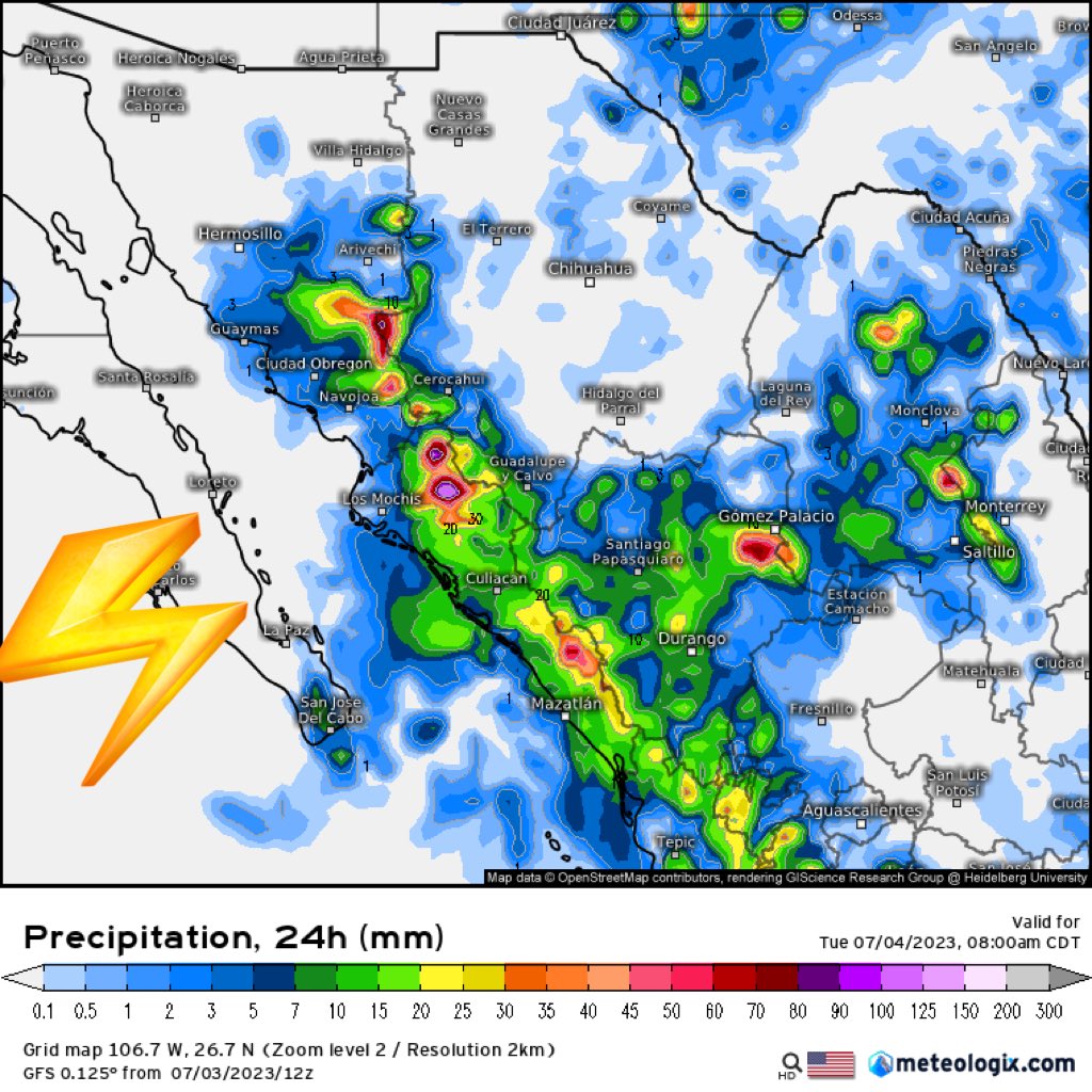 InfoMeteoro's tweet photo. ❇️⛈️LUNES: precipitaciones benéficas y dispersas en #México

🔴Fuertes lluvias/tormentas Yuc, Camp, QRoo, Coah, NL, Dgo, Son, Sin, Nay, Jal, Mich, Col, EdoMex, CDMX, Mor, Gro, Pue, Tlax, Oax, Chis, Tab.

-Eventos aislados BCS, Chih, Zac, Ver, Hgo.

⚠️POSIBLES:
🌊Inundaciones y crecida de ríos
⏺️Granizo

🌡️Temperaturas reguladas