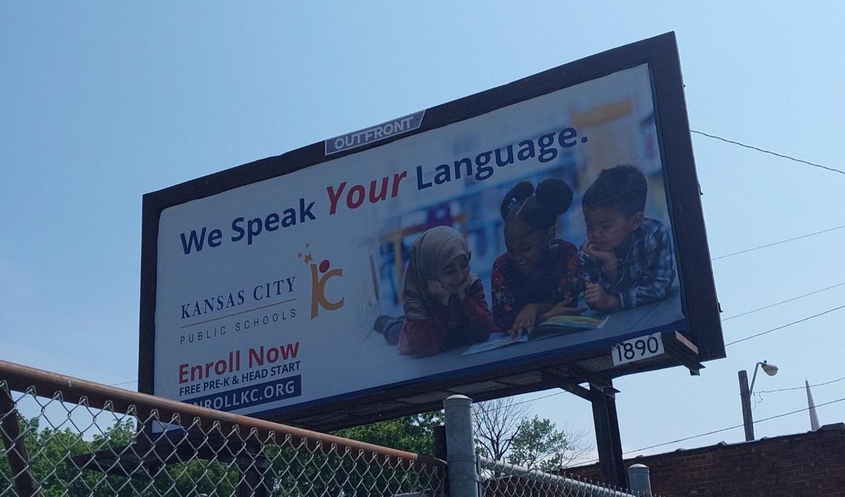 New billboards, who this?

We Speak Your Language.
Building The Future Of KC.

Enroll now: kcpublicschools.org/enroll