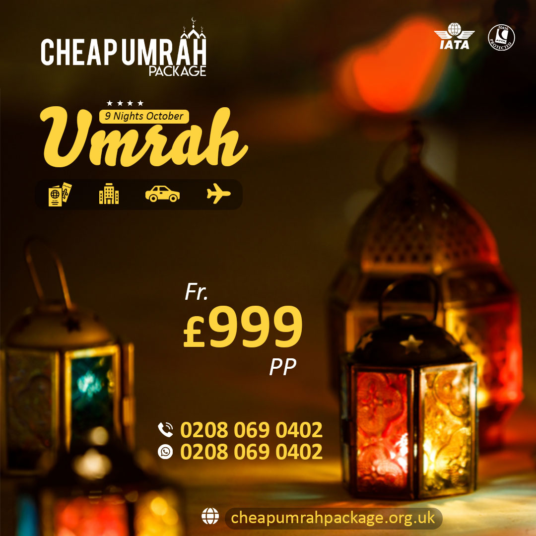 Cumrahpackages's tweet photo. 4-star October Umrah Package (9 Nights)
5 Days Makkah
4 Days Madinah
Visa + Hotel + Transports + Flights Included
Price From £999/- PP
Call: 0208 069 0402
More Details: https://t.co/sXDCjBFg3E
#cheapumrahpackage #Umrah2023 #CheapUmrah #UmrahWithFlights #BestUmrah #UmrahFromUK https://t.co/o7csy8Sn1m
