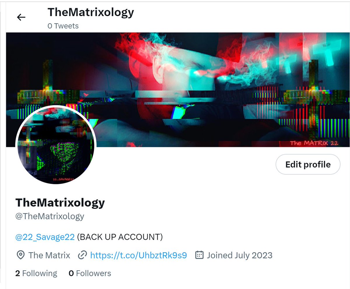 TheMatrixology's tweet photo. #ATTENTION: I Just Created A (#BACKUP) Account On #Twitter.. ( @TheMatrixology ) 👈

- Please #Follow Just Incase Something Happens To This Account In The Future..

Thank You..

@TheMatrixology https://t.co/U1IMloFOWf