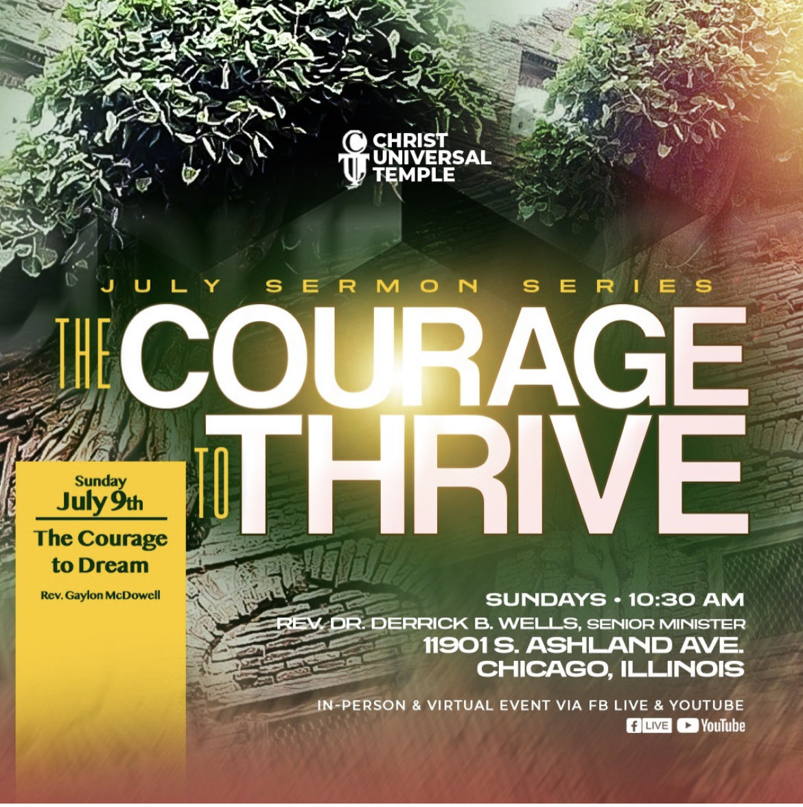 I am preaching at CUT on Sunday. Join us! #metaphysics #newthought #courage #dream #cutemple #ufbl #scienceofmind #unity #positivethinking #lawofattraction #manifestation