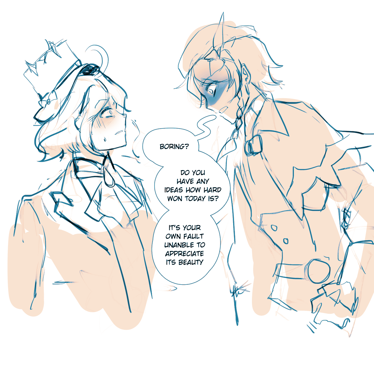Ceri_Obt's tweet photo. OOC doodle 

tbh i didn't think Venti is this humm not nice but just, unlike popular opinion, ngl i just feel like Venti not that go along with Furina https://t.co/CB917IDvax