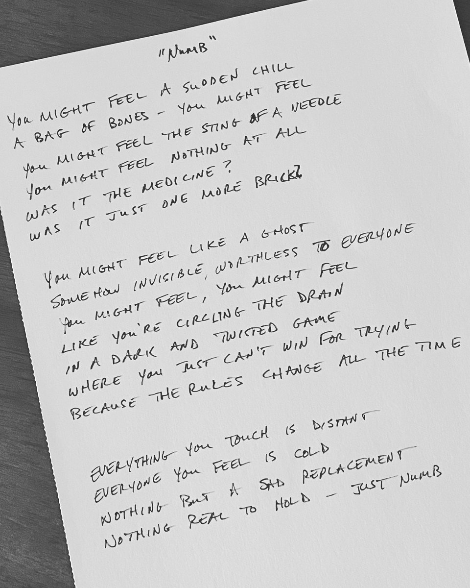 ElectroMidnight's tweet photo. Lyrics for “numb” from forthcoming Midnight Midnight EP. #handwritten #lyrics #electronicmusic #synth #ebm https://t.co/DDJR7ngXRk
