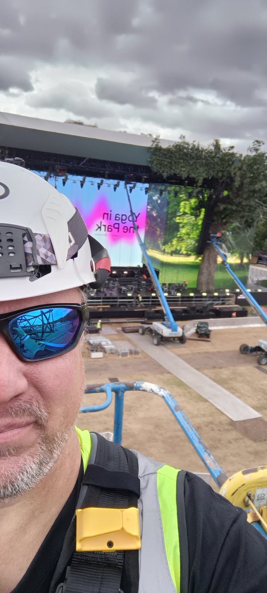 Lovely view from up here derigging followspots from delay towers